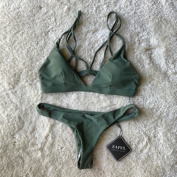 Zaful | Swim | Forest Green Bikini Set | Poshmark